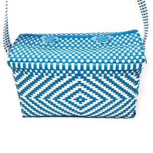 Mexican handwoven plastic box purse / lunch box / shoulder bag / basket